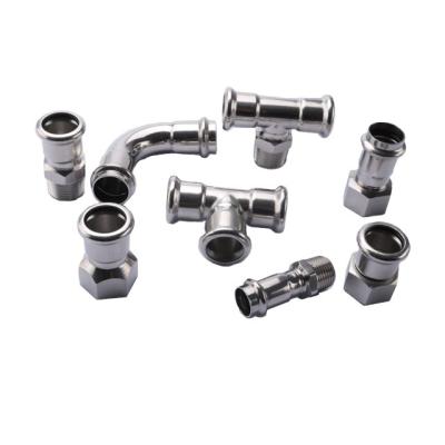 China Beverage Press Fit Connector Hose Fittings M-Profile Piping DVGW Stainless Steel Direct Press Fitting for sale