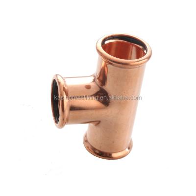 China Drinking Water Copper Press Tubing Fit Tee Equal for sale