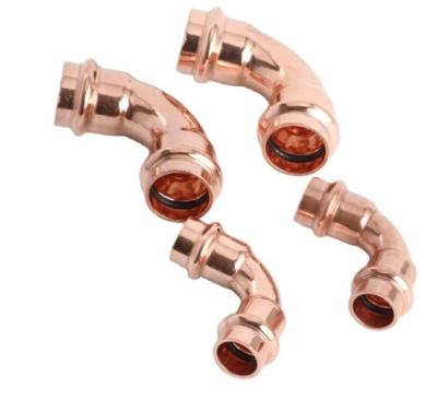 China ASTM B88 Sanitary Standard Bend 90 Press Fitting PRESS COPPER AQUAGAS V Press Copper Fittings for sale