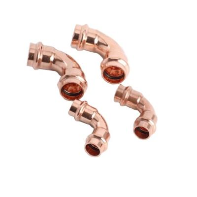 China Potable Water NSF Copper V-Profile Press Fitting 90 Degree Equal Elbow for sale