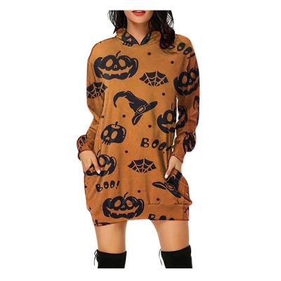 China 2021 European and American women's clothing popular digital printing hooded sweater long sleeve dresses for sale