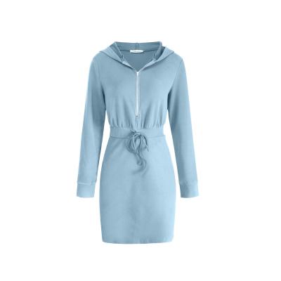 China Short skirt of the 2021 autumn and winter new women's self-contained popular long-sleeved hooded dress for sale