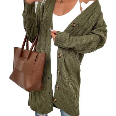 China Anti-wrinkle factory long sleeve casual ladies long cardigan with pockets sweater cardigan for women for sale