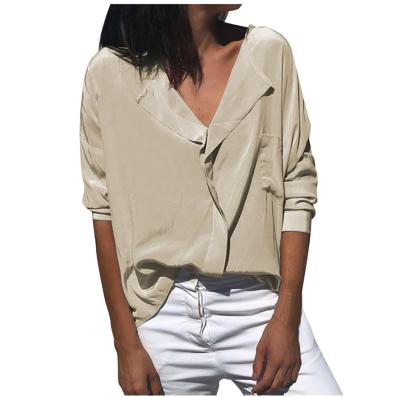 China Customs Office Color Ladies Sheer Chiffon Anti-pilling Shirt Tops Women Chiffon Blouse for sale