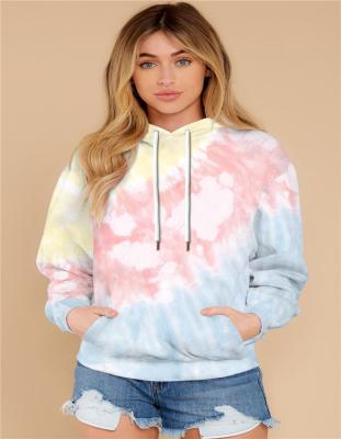 China Top Selling Casual ODM Anti-Shrink Logo Custom Tie Dye Long Sleeve Ladies T-shirts Women's Clothing Pullover Hoodies Tops for sale