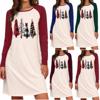 China 2021 New Arrival Christmas Anti-Static Jacquard Knit Long Sleeve Dress For Ladies Cotton Mini Loose Dresses for sale