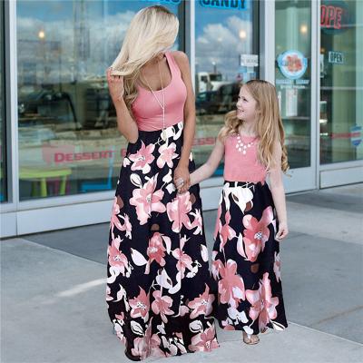 China Compressed Hot Sale Custom Design Mother and Daughter Dress Princess Dress Parent-Child Outfit Long Dress for sale