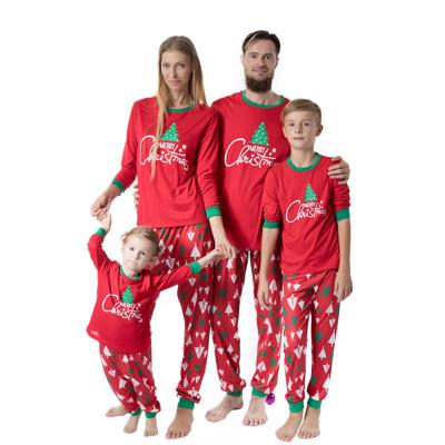 China Compressed Family Christmas Parent-child High Quality Suit Printed Home Clothes Pajamas 2 Pieces Set 2021 for sale