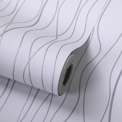 China 3D Home Decoration Materials Waterproof Simple Striped Living Room Bedroom PVC Self Adhesive Moistureprooof Wallpaper for sale