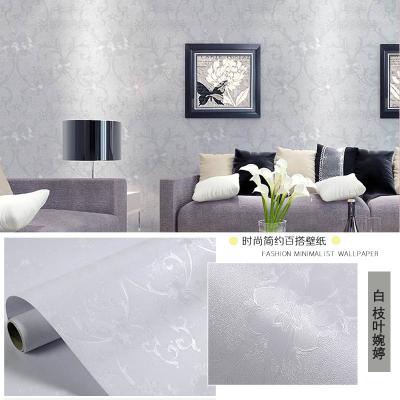 China Waterproof+ECO-Friendly FuDi Silver Gray Cement Texture Glitter 3D Damask Embossed Wallpaper A009-4 for sale