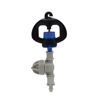 China Easily Install Plastic Sprayed Micro Rotary Sprinkler Head with Barbed Anti-Drip Connector and 4/7mm Hose Connection for sale