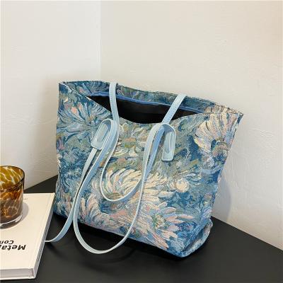 China 2021 Other Summer Popular Women's Shoulder Literary Large Capacity Oil Painting Graffiti Tote Bag Casual Handbag New for sale