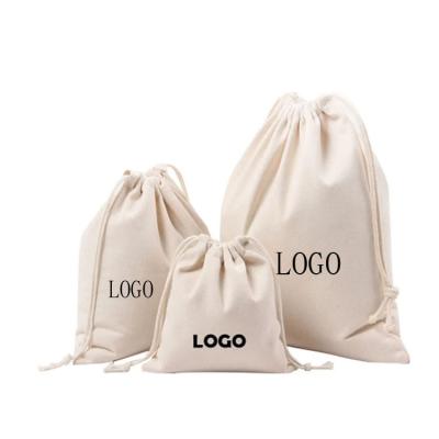 China NO Customized Low MOQ Gift Canvas Fabric Backpack Cotton Drawstring Bag With Logo for sale