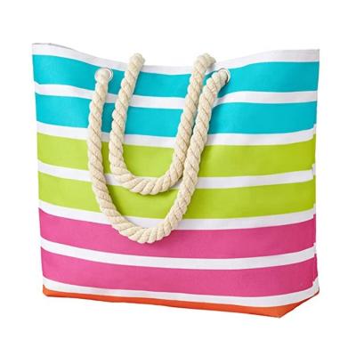 China Large Handled Canvas Tote Bag Ladies Cotton Rope Summer Women Beach Bag Wholesale Tote Printing for sale