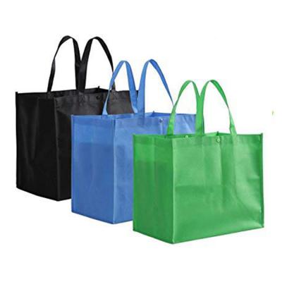 China Large Foldable Reusable Eco Handled Grocery Bags Non Woven Tote Shopping Bag With Button for sale