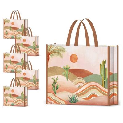 China Custom Handled Printed Eco Friendly Recycle Reusable Grocery PP Laminated Non Woven Bag Tote Shopping Bags For Store for sale