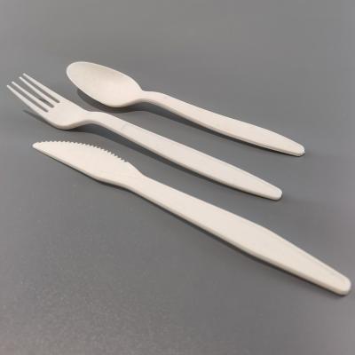 China Large Eco-friendly Biodegradable Stock Disposable Biodegradation Take Away Cutlery Fork Knife And Spoon Set for sale