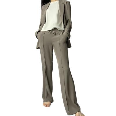 China new 2 pieces Anti-wrinkle 2021 plus size fashion summer wedding party street office wear stretch polyester ladies women blazer with pants for sale