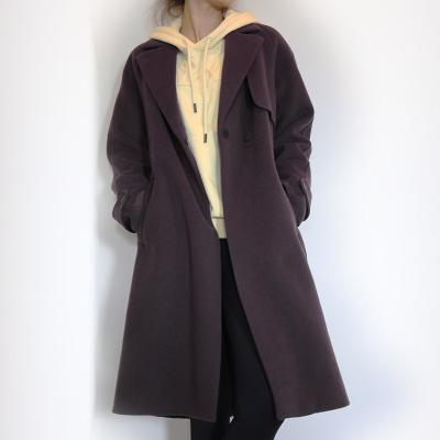 China Anti-wrinkle 2021 Handmade Thicken Wool Winter Coat OEM ODM MTM Long Woolen Plus Size Women's Coats for sale