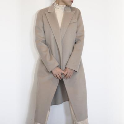 China OEM New Design Anti-wrinkle 2021 Irregular Handmade Wool Edge Coat Factory Direct ODM Gray Cashmere Winter Clothes Women Coats for sale