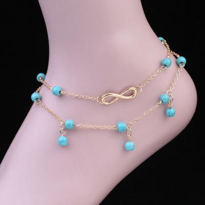 China New Figure 8 Turquoise Turquoise Multilayer Punk Anklet Chain Pendant Jewelry for sale