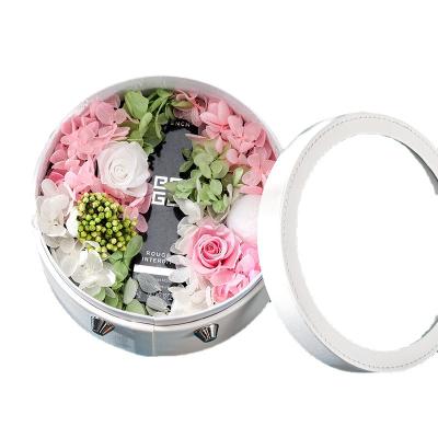 China Creative Custom Reused Rose Flower Barrel Transparent Skylight Immortal Gift Box Lipstick Materials Flower Custom for sale