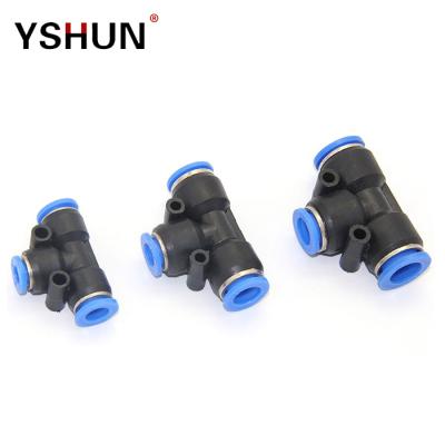 China Factory PE PT Union TEE Pneumatic Fittings Embed Tube Fittings Pneumatic Component for sale