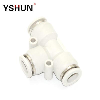 China Garment Shops YSHUN PE 8 Mm Embedding Fitting Pneumatic Tee One Touch Run Fitting for sale