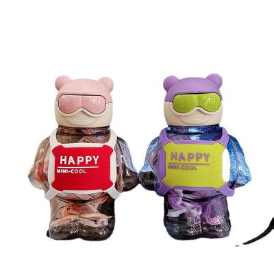 China Viable Internet Celebrity Lightning Handsome Bear Sports Plastic Water Bottle For Kids Student Children for sale