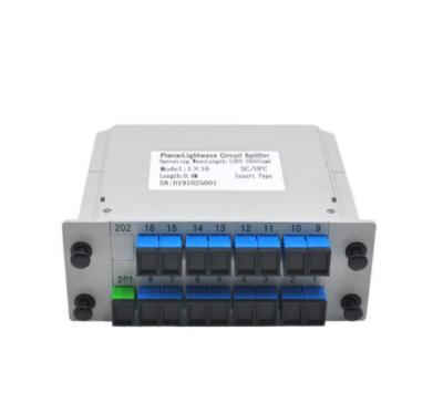 China ABS 1x16SC/UPC Cassette Card Inserting PLC Splitter Module 1:16 Ports Fiber Optic PLC Splitter for sale