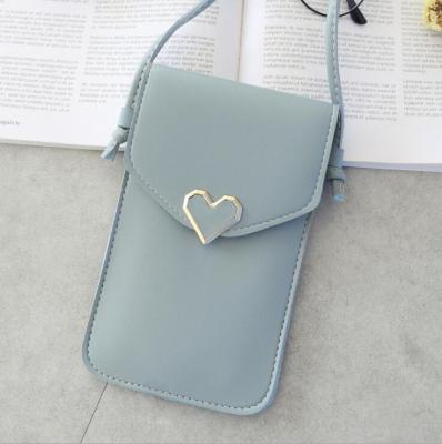 China New PU Women's Touch Screen Mobile Phone Purse Bag Transparent Single Latch Smartphone Cross Wallets Leather Shoulder Light Purses for sale