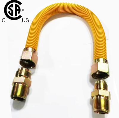 China Nature Gas Yellow Flexible Coated Stainless Steel Gas Stove FLEXIBLE Supply Line, Gas Water Heater Supply Line Gas Appliance Connector for sale