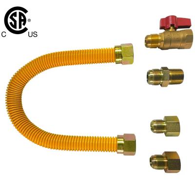 China Factory Hot Sale 304 Stainless Steel Metal Flex Hose Yellow Natural Gas Flex Connectors for sale