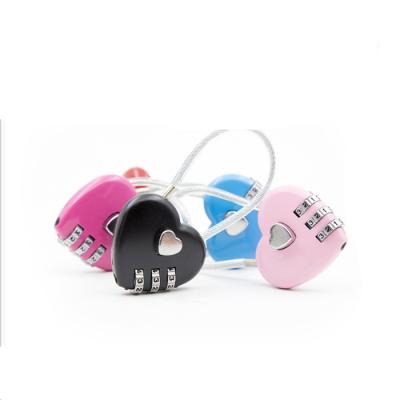 China Hot Selling Love Heart Shape Luggage Zinc Alloy Padlock Travel Lock 3 Digits Zinc Alloy for sale