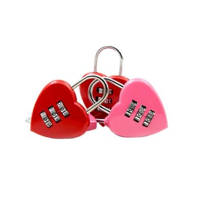 China Wholesale High Quality Zinc Alloy Heart Shape Mini 3 Digit Love Combination Travel Lock for sale