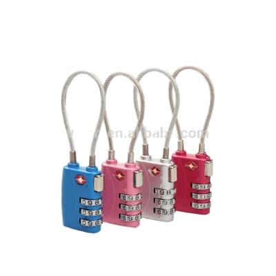 China Metal EASETRIP Hotselling TSA Padlock Cable Lock 3 Digit Combination Lock for sale