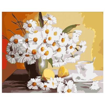 China Factory Dropshipping OEM CLASSIC Paint By Numbers Kits For Adults Beginner Gift White Flower DIY Oil Canvas Paint By Number for sale