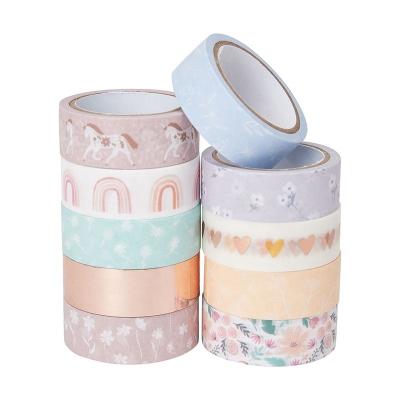 China Waterproof Custom Print Colored Decoration Paper Masking Washi Tapes Whimsical 10 Washi Wrapping Tape for sale