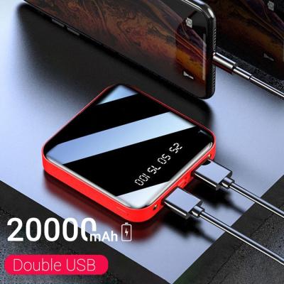 China Hot Sale Power Bank Smart Phone/Laptop/Camera/GPS/mp3/mp4 Powerbank Power Bank 20000mAh Mobile Phone Portable Charger LED Mirror for sale