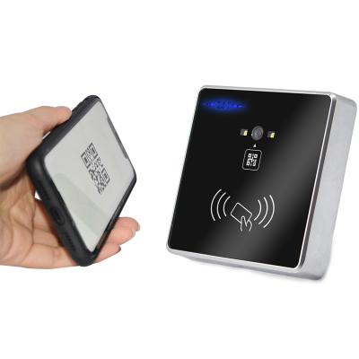 China Built-in Siren QR Code Wiegand 26/34 Recessed Mounted ID Card Reader Door QR Code Access Control Reader for sale