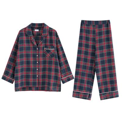 China Thermal Popular Plaid Long Sleeve Shirts Pajamas Sleepwear Comfortable Set for sale