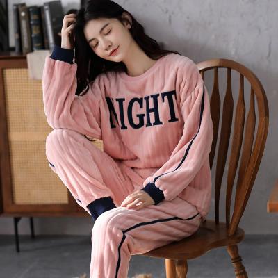 China New Arrivals Women Christmas Thermal Cartoon Thermal Holiday Cute Comfortable Pajamas Sleepwear Set Pink for sale