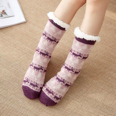 China Non-slip High Holiday Theme Xmas Cylinder Thermal Thickened Middle Cute Home Warm Socks for sale