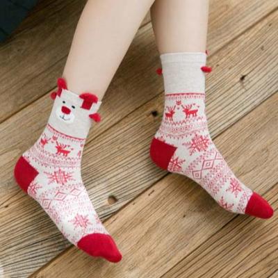 China New Trend Winter Cartoon Christmas Cute Thermal Holiday Theme Long Slouchy Thermal Socks for sale