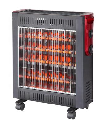 China Hotel 2.4KW 4 Lamps Radiant Heat Carbon Fiber Convector Far Infrared Electric Heater With Casters for sale