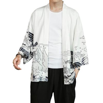 China Men's Breathable Seven-sleeve Flight Japanese Style Crane Jacket Cardigan Kimono Open Front Jacket for sale