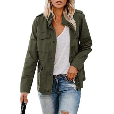 China Breathable Women's Military Jacket Zipper Snap Buttons Light Duty Coat Outwear for sale