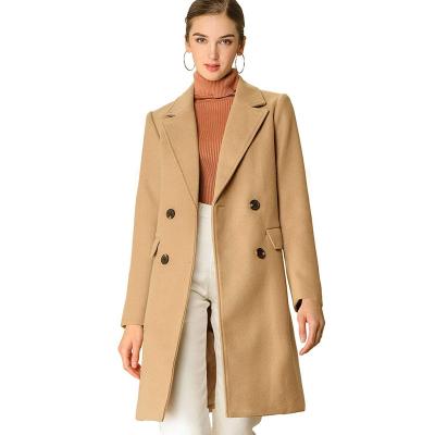 China Breathable Mid Notch Lapel Women's Cross Belted Long Belted Outwear Elegant Winter Coat Back Led Coat for sale