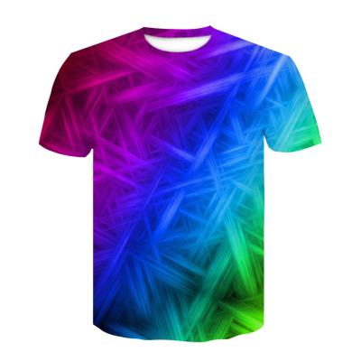 China Other Foreign Trade Europe And The United States 3D Printing Geometric Figure Men'S Short Sleeve Colorful T-shirt Digital C for sale