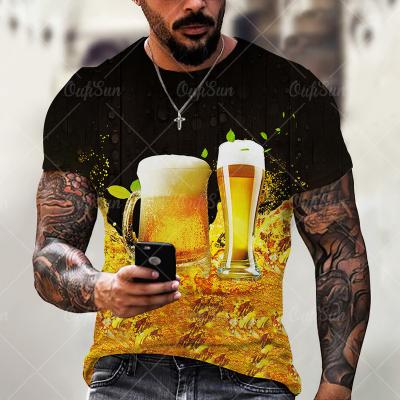 China Other Beer 3D Print T-shirt For Men Summer Polyester O-neck T-shirts Breathable Short Sleeve Loose Tops Oversized Male Tees Clothing for sale